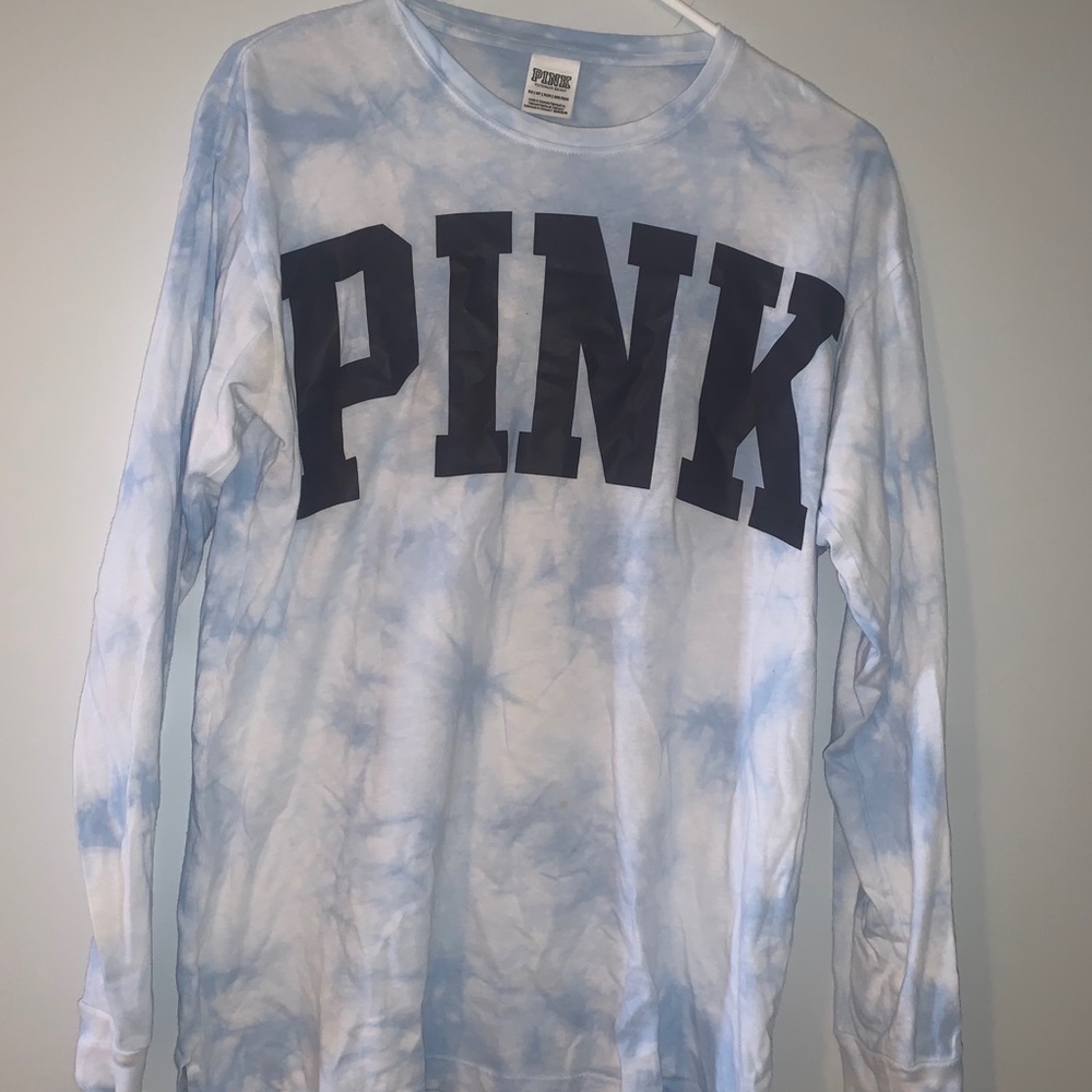 PINK Blue tie-dye long sleeve t-shirt